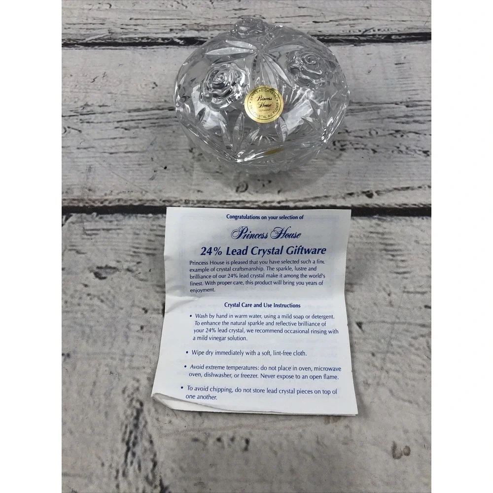 PRINCESS HOUSE LEAD CRYSTAL TRINKET BOX W/ LID # 835 2 Pc. NIB